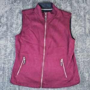 Karen Scott Sport Womens Medium Burgundy Full Zip‎ Vest Sleeveless Pockets Golf